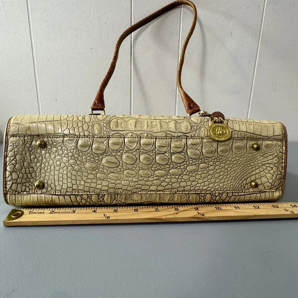 Brahmin Croc Embossed Leather Shoulder Bag Designer Purse Handbag - Picture 6 of 14